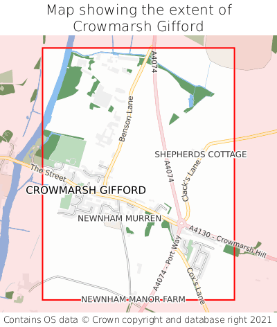 Map showing extent of Crowmarsh Gifford as bounding box