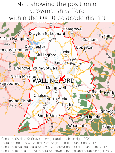 Map showing location of Crowmarsh Gifford within OX10