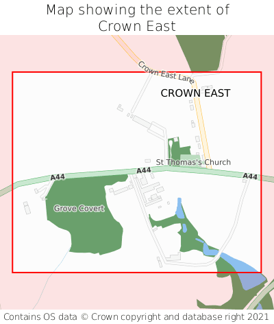 Map showing extent of Crown East as bounding box