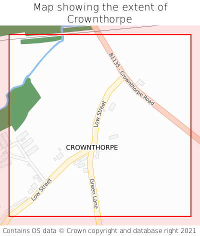 Map showing extent of Crownthorpe as bounding box