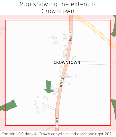 Map showing extent of Crowntown as bounding box