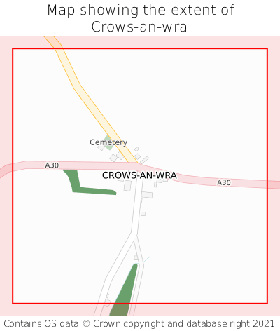 Map showing extent of Crows-an-wra as bounding box