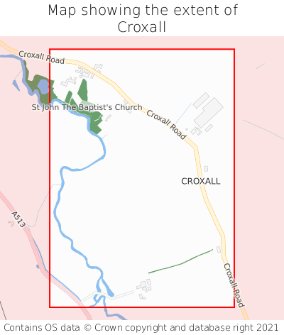 Map showing extent of Croxall as bounding box