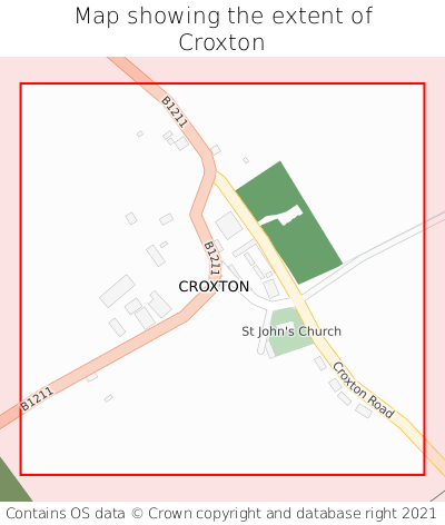 Map showing extent of Croxton as bounding box