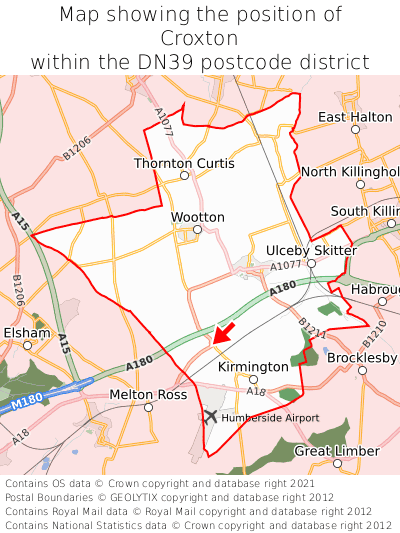 Map showing location of Croxton within DN39