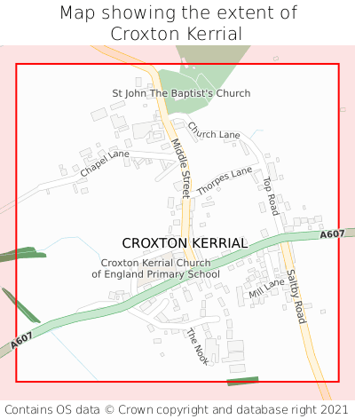 Map showing extent of Croxton Kerrial as bounding box
