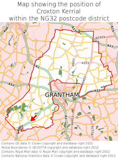 Map showing location of Croxton Kerrial within NG32