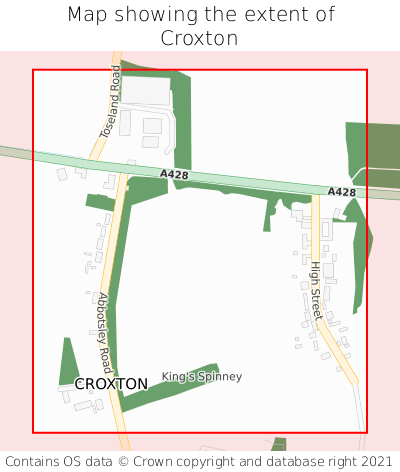 Map showing extent of Croxton as bounding box