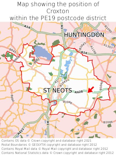 Map showing location of Croxton within PE19