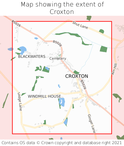 Map showing extent of Croxton as bounding box