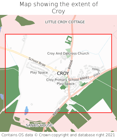 Map showing extent of Croy as bounding box