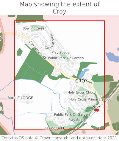 Map showing extent of Croy as bounding box