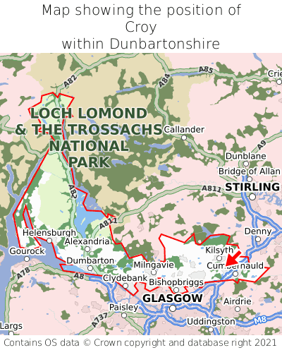 Map showing location of Croy within Dunbartonshire