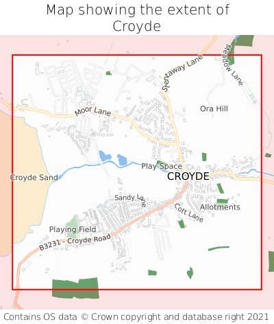 Map showing extent of Croyde as bounding box