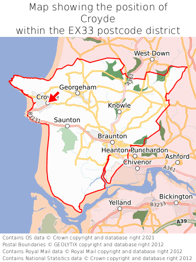 Map showing location of Croyde within EX33