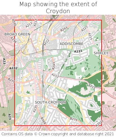 Map showing extent of Croydon as bounding box