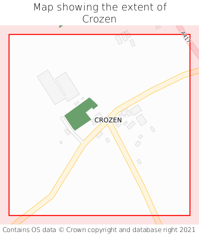 Map showing extent of Crozen as bounding box