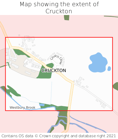 Map showing extent of Cruckton as bounding box