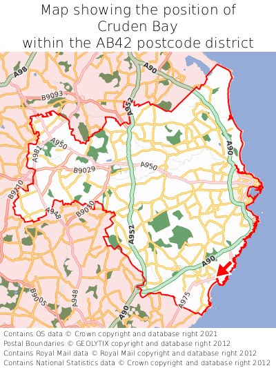 Map showing location of Cruden Bay within AB42