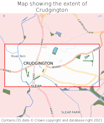 Map showing extent of Crudgington as bounding box