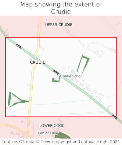 Map showing extent of Crudie as bounding box