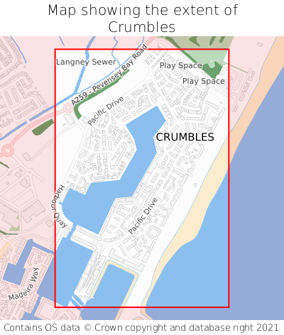 Map showing extent of Crumbles as bounding box