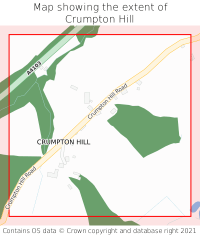 Map showing extent of Crumpton Hill as bounding box