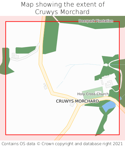 Map showing extent of Cruwys Morchard as bounding box
