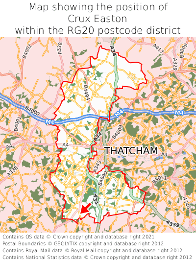 Map showing location of Crux Easton within RG20