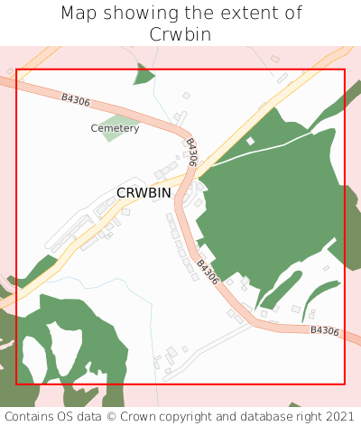 Map showing extent of Crwbin as bounding box