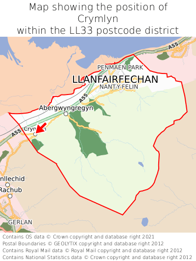 Map showing location of Crymlyn within LL33