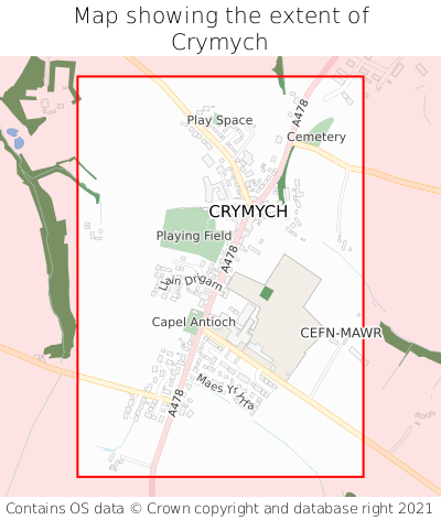 Map showing extent of Crymych as bounding box