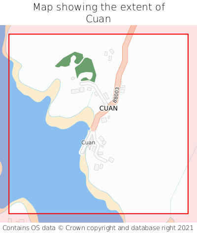 Map showing extent of Cuan as bounding box