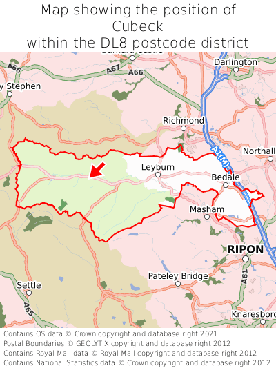 Map showing location of Cubeck within DL8