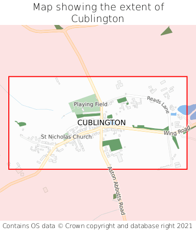 Map showing extent of Cublington as bounding box