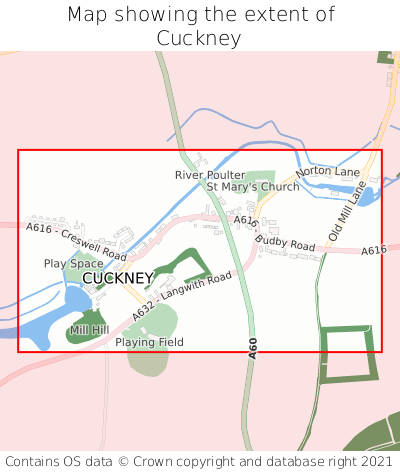 Map showing extent of Cuckney as bounding box