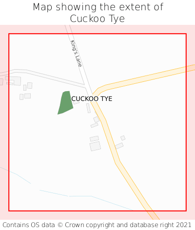 Map showing extent of Cuckoo Tye as bounding box