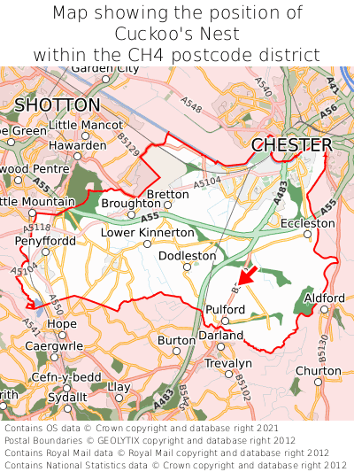 Map showing location of Cuckoo's Nest within CH4