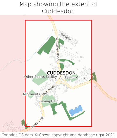 Map showing extent of Cuddesdon as bounding box
