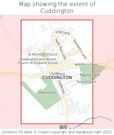 Map showing extent of Cuddington as bounding box