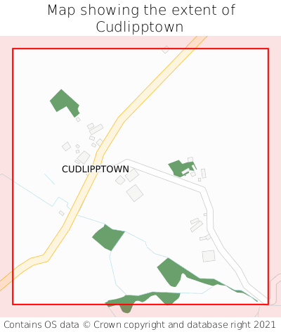 Map showing extent of Cudlipptown as bounding box