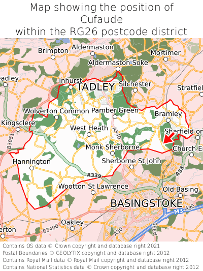 Map showing location of Cufaude within RG26