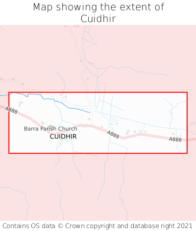 Map showing extent of Cuidhir as bounding box