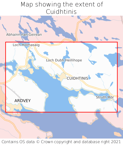 Map showing extent of Cuidhtinis as bounding box