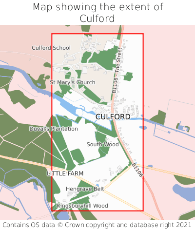 Map showing extent of Culford as bounding box