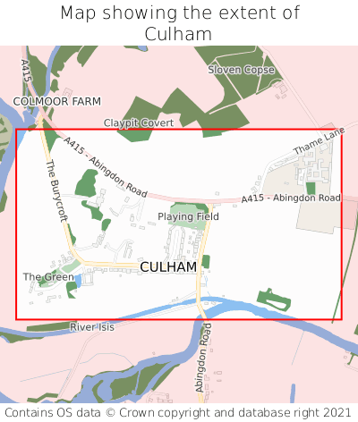 Map showing extent of Culham as bounding box