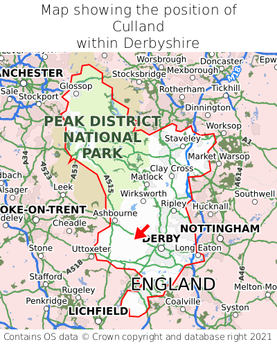 Map showing location of Culland within Derbyshire