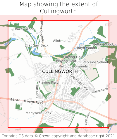 Map showing extent of Cullingworth as bounding box