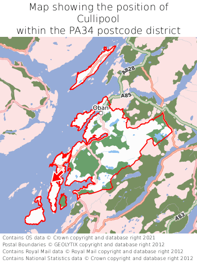 Map showing location of Cullipool within PA34