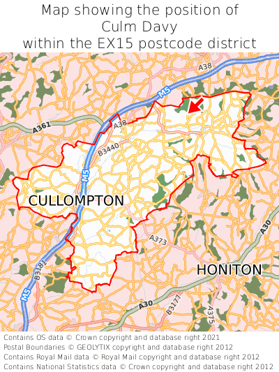 Map showing location of Culm Davy within EX15